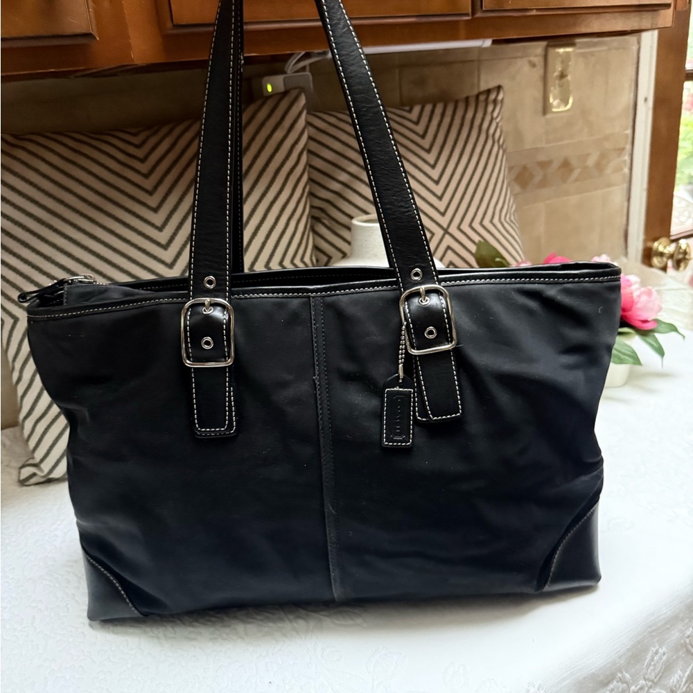 Coach Black Nylon/Leather   Tote Bag